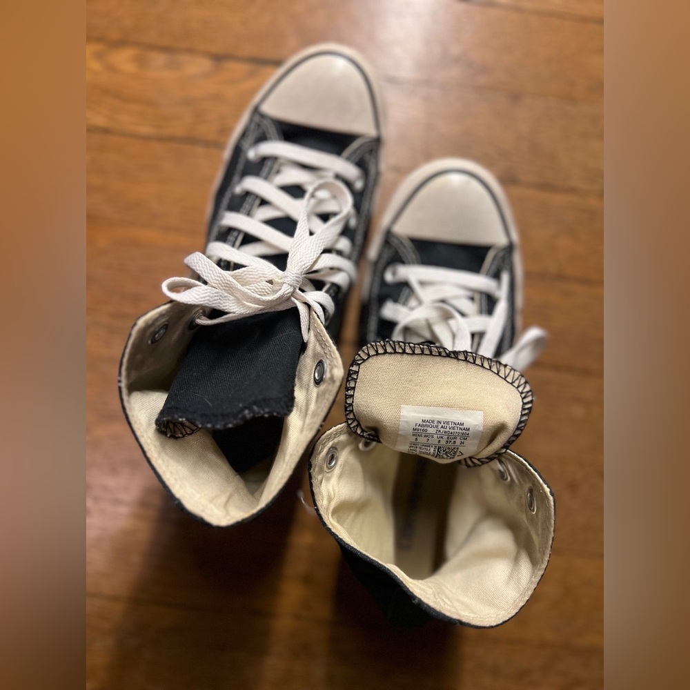 Converse Black and White High Top Sneakers - Picture 2 of 5